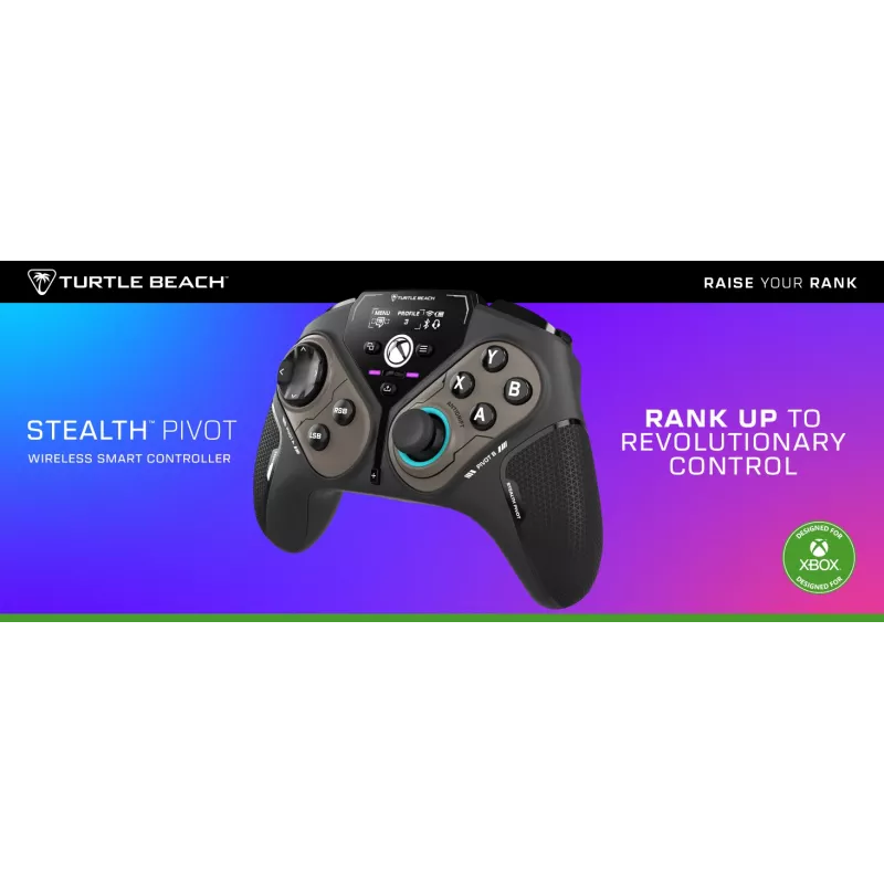 Turtle Beach Stealth Pivot Wireless Smart Game Controller with Rotating Modules, Display Dashboard, Hall-Effect Sticks, Remappable Buttons for Windows PC, Xbox Series X or S and Xbox One