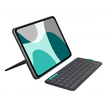 Keyboard folio case Logitech Flip Folio QWERTZ German for iPad Pro/Air 11-inch, Bluetooth, Graphite, battery 90 mAh