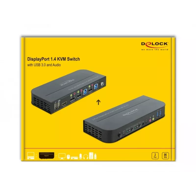 DELOCK DisplayPort 1.4 KVM Switch 8K 30Hz USB 3.0 + Audio