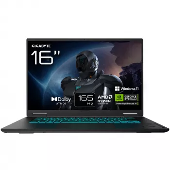 GIGABYTE GAMING A16 3WHK3DE894SH laptop AMD Ryzen™ 7 260 40.6 cm (16 inch) WUXGA 16 GB DDR5-SDRAM 1 TB SSD NVIDIA GeForce RTX 5070 Wi-Fi 6E (802.11ax) Windows 11 Home Black