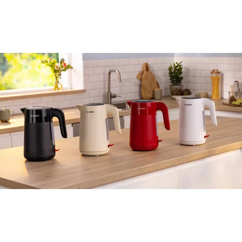 Electric kettle Bosch TWK2M161, 1.7 L, 2400 W, white, plastic housing, 360° base