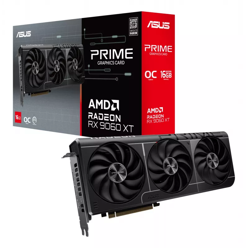 Graphics Card ASUS Prime Radeon RX 9060 XT 16 GB GDDR6, PCIe 5.0, 128-bit, 3x fans, 2.5-slot