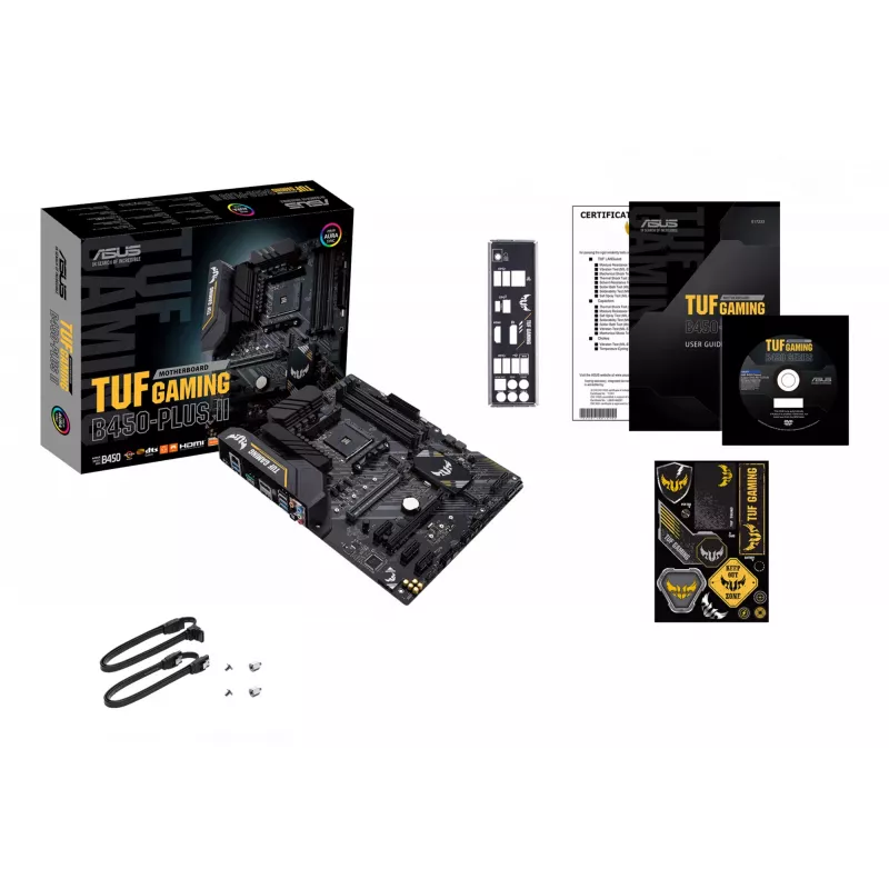 Motherboard ASUS TUF GAMING B450-PLUS II ATX, AMD B450, Socket AM4, 4×DIMM DDR4, 128GB, 1×M.2, 6×SATA, HDMI 2.0b, DP1.2, Gigabit LAN