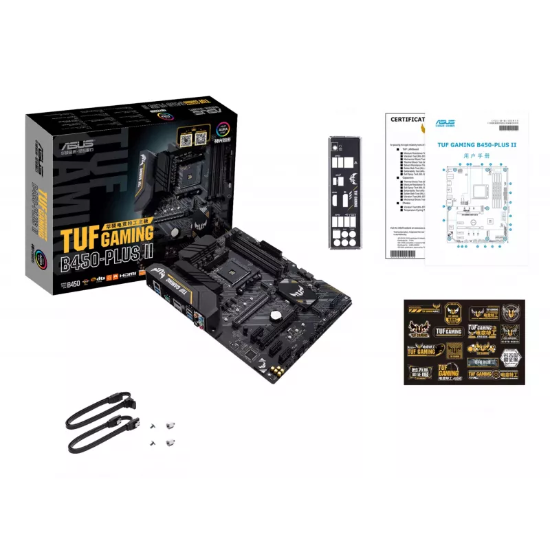 Motherboard ASUS TUF GAMING B450-PLUS II ATX, AMD B450, Socket AM4, 4×DIMM DDR4, 128GB, 1×M.2, 6×SATA, HDMI 2.0b, DP1.2, Gigabit LAN