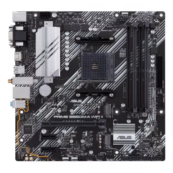 Motherboard ASUS PRIME B550M-A WIFI II micro ATX — AMD B550, Socket AM4, DDR4, 4 DIMM, Wi‑Fi 6, Bluetooth 5.2, 2x M.2, HDMI 2.1