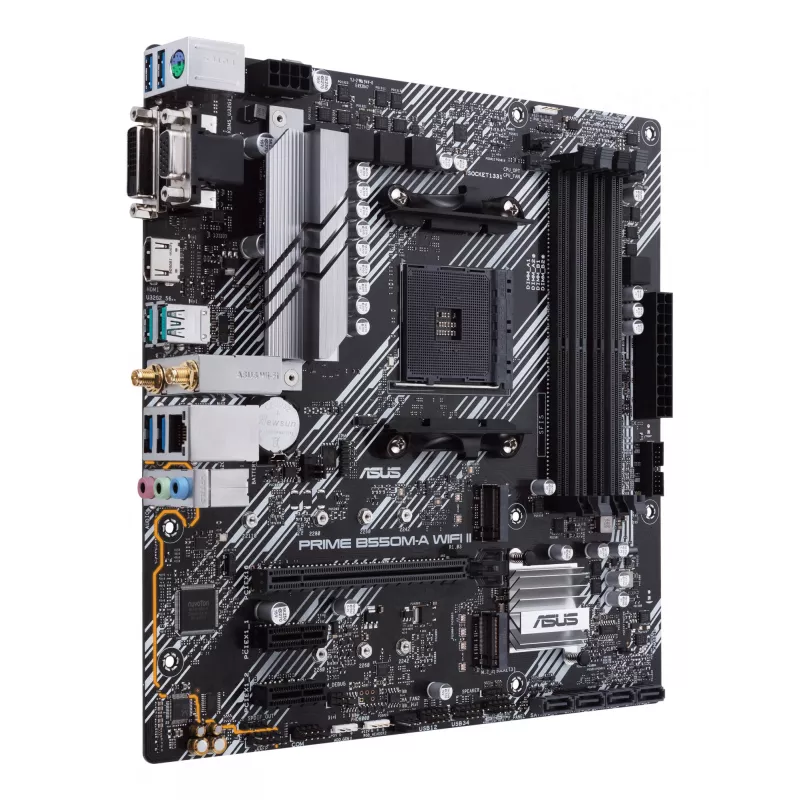 Motherboard ASUS PRIME B550M-A WIFI II micro ATX — AMD B550, Socket AM4, DDR4, 4 DIMM, Wi‑Fi 6, Bluetooth 5.2, 2x M.2, HDMI 2.1