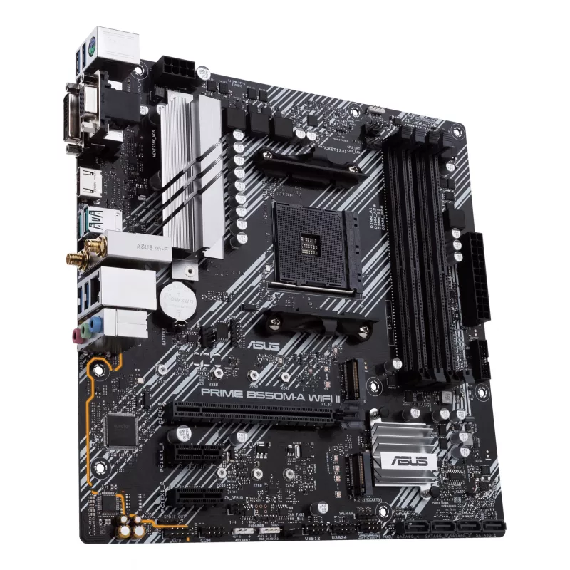 Motherboard ASUS PRIME B550M-A WIFI II micro ATX — AMD B550, Socket AM4, DDR4, 4 DIMM, Wi‑Fi 6, Bluetooth 5.2, 2x M.2, HDMI 2.1