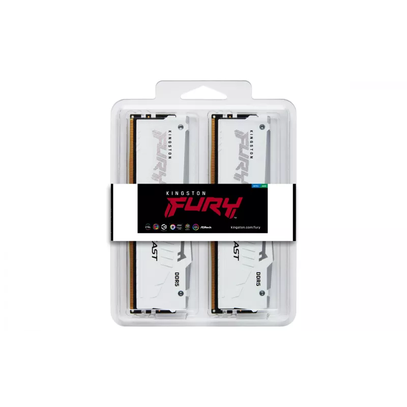 Kingston Technology FURY Beast 32GB 6000MT/s DDR5 CL30 DIMM (Kit of 2) White RGB EXPO