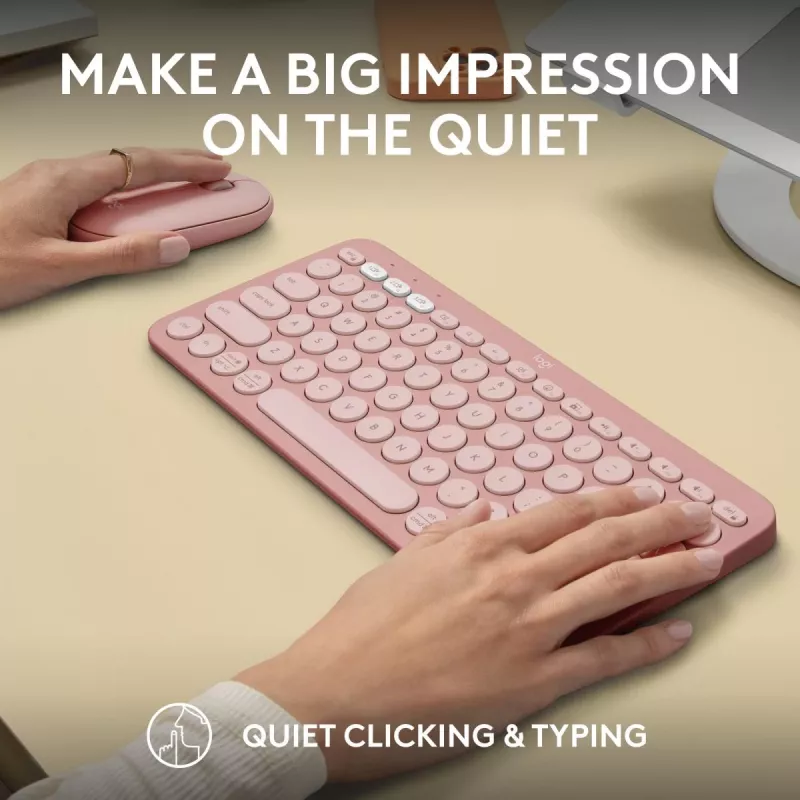 Logitech Pebble 2 Combo Wireless Keyboard Mouse Pink QWERTY