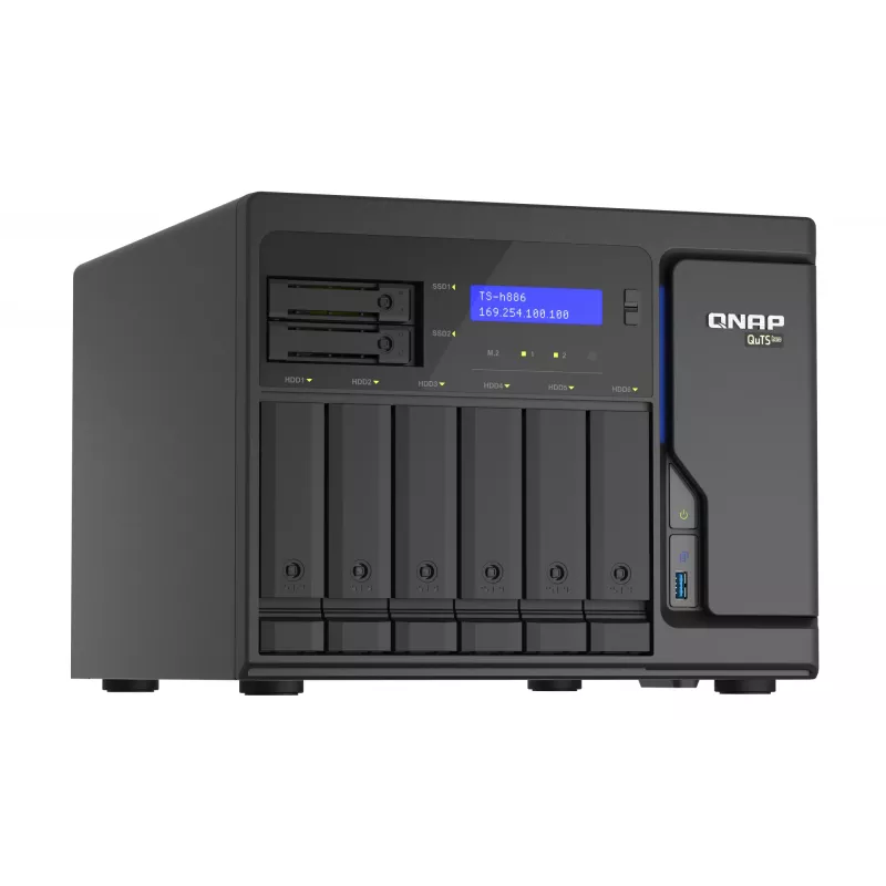 QNAP TS-h886 NAS Tower Intel® Xeon® D D-1602 8 GB DDR4 0 TB QuTS hero Black