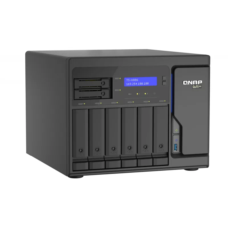 QNAP TS-h886 NAS Tower Intel® Xeon® D D-1602 8 GB DDR4 0 TB QuTS hero Black