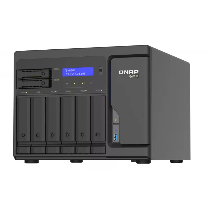 QNAP TS-h886 NAS Tower Intel® Xeon® D D-1602 8 GB DDR4 0 TB QuTS hero Black