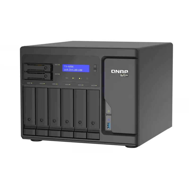 QNAP TS-h886 NAS Tower Intel® Xeon® D D-1602 8 GB DDR4 0 TB QuTS hero Black