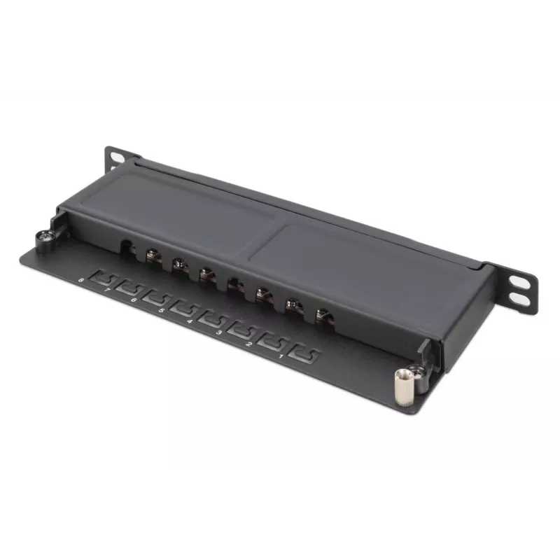 DIGITUS Patch Panel CAT6A shielded,8-Port 1/2U, 10in rack mount, black RAL 9005