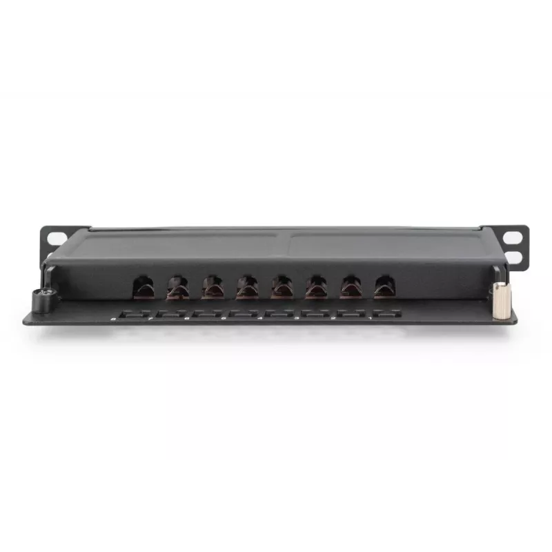 DIGITUS Patch Panel CAT6A shielded,8-Port 1/2U, 10in rack mount, black RAL 9005