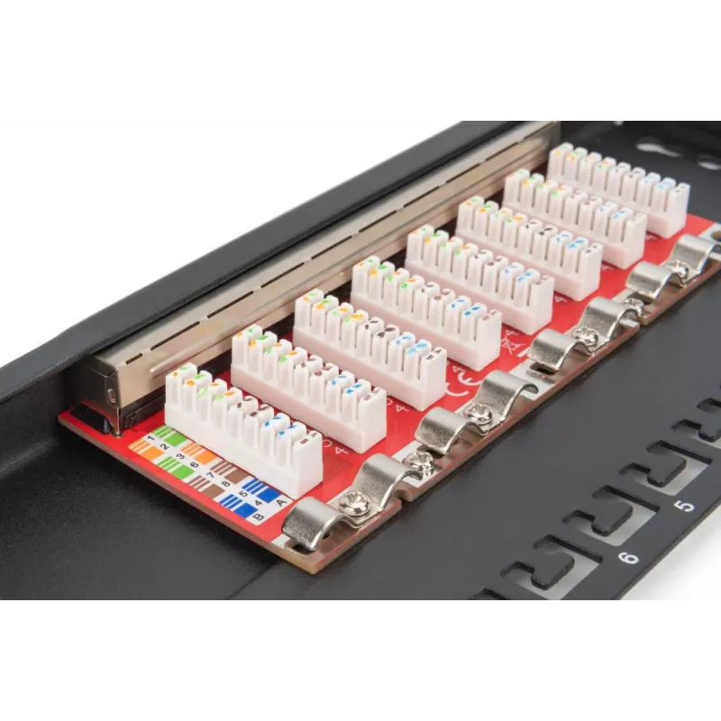 DIGITUS Patch Panel CAT6A shielded,8-Port 1/2U, 10in rack mount, black RAL 9005