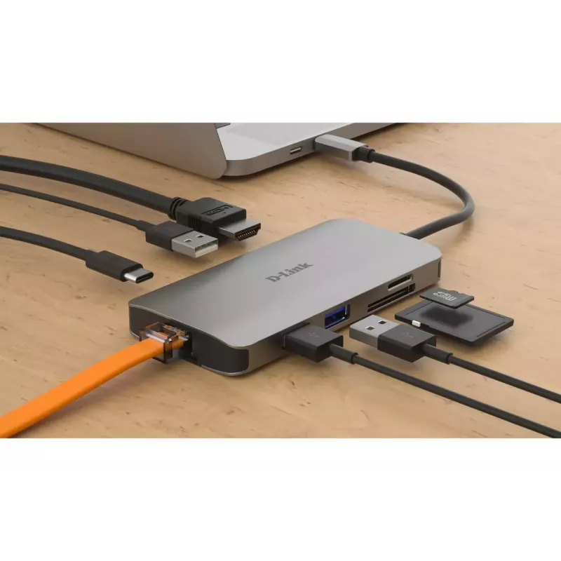 D-Link 8-in-1 USB-C Hub with HDMI/Ethernet/Card Reader/Power Delivery