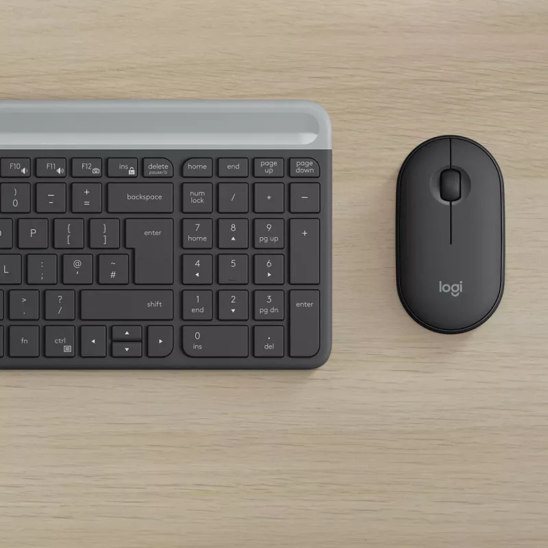 LOGITECH Slim Wireless Keyboard And Mouse Combo Mk470 - Graphite - Azerty Belgian