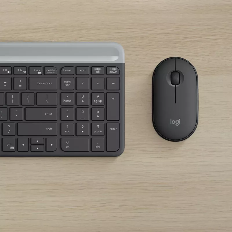 LOGITECH Slim Wireless Keyboard And Mouse Combo Mk470 - Graphite - Azerty Belgian