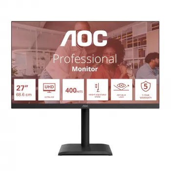 AOC E4 U27E4CV computer monitor 68.6 cm (27 inch) 3840 x 2160 pixels 4K Ultra HD LED Black