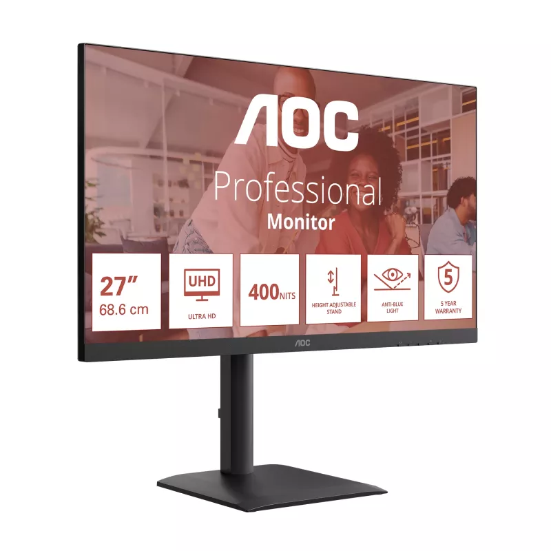 AOC E4 U27E4CV computer monitor 68.6 cm (27 inch) 3840 x 2160 pixels 4K Ultra HD LED Black