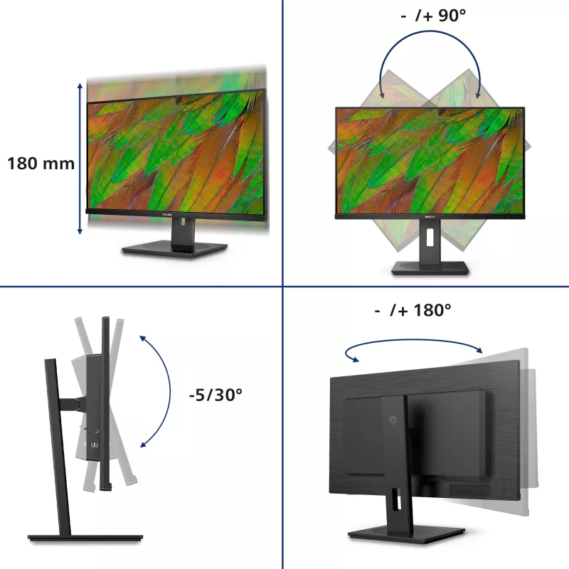 Philips 3000 series 32B1U3900/00 computer monitor 80 cm (31.5 inch) 3840 x 2160 pixels 4K Ultra HD LCD Black