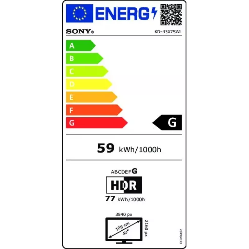 Sony BRAVIA | KD-43X75WL | LED | 4K HDR | Google TV | ECO PACK | BRAVIA CORE | Narrow Bezel Design