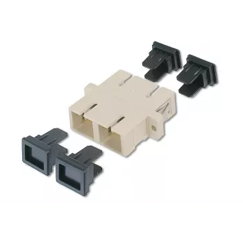 DIGITUS SC / SC Duplex Coupler, color grey Zirconia Ceramic Sleeve, Plastic housing, Multimode,inc.fixing material