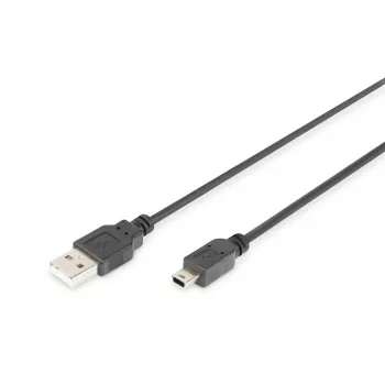 DIGITUS USB 2.0 connection cable, type A - mini B (5pin) M/M, 1m USB 2.0 conform black