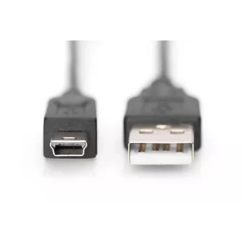 DIGITUS USB 2.0 connection cable, type A - mini B (5pin) M/M, 1m USB 2.0 conform black