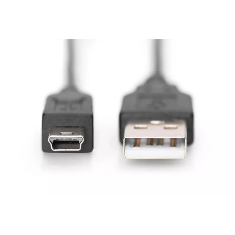 DIGITUS USB 2.0 connection cable, type A - mini B (5pin) M/M, 1m USB 2.0 conform black