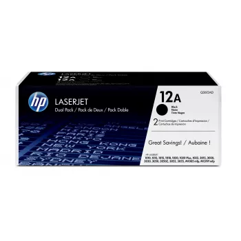 HP 12A 2-pack Black Original LaserJet Toner Cartridges, 4000 pages, Black, 2 pc(s)