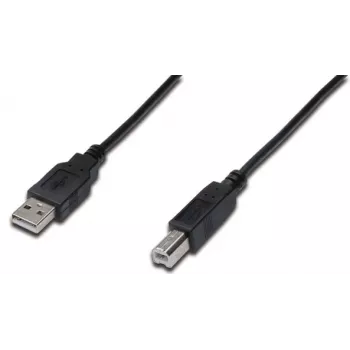 DIGITUS USB connection cable, type A - B M/M, 3m USB 2.0 suitable Black