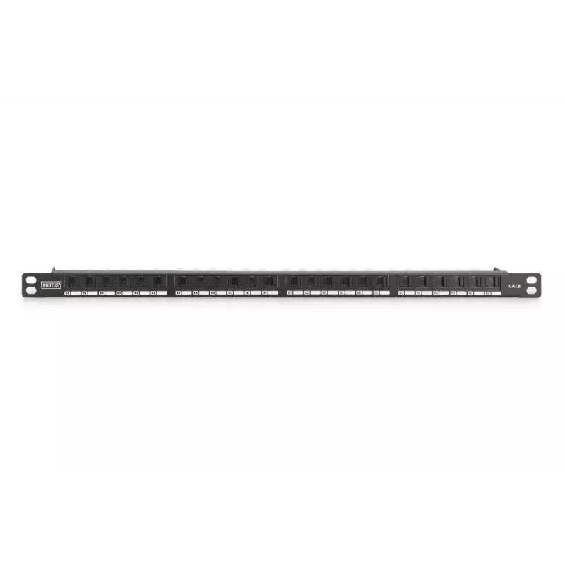 DIGITUS Patch panel CAT6 Unshielded 24-port With Shutter - Black