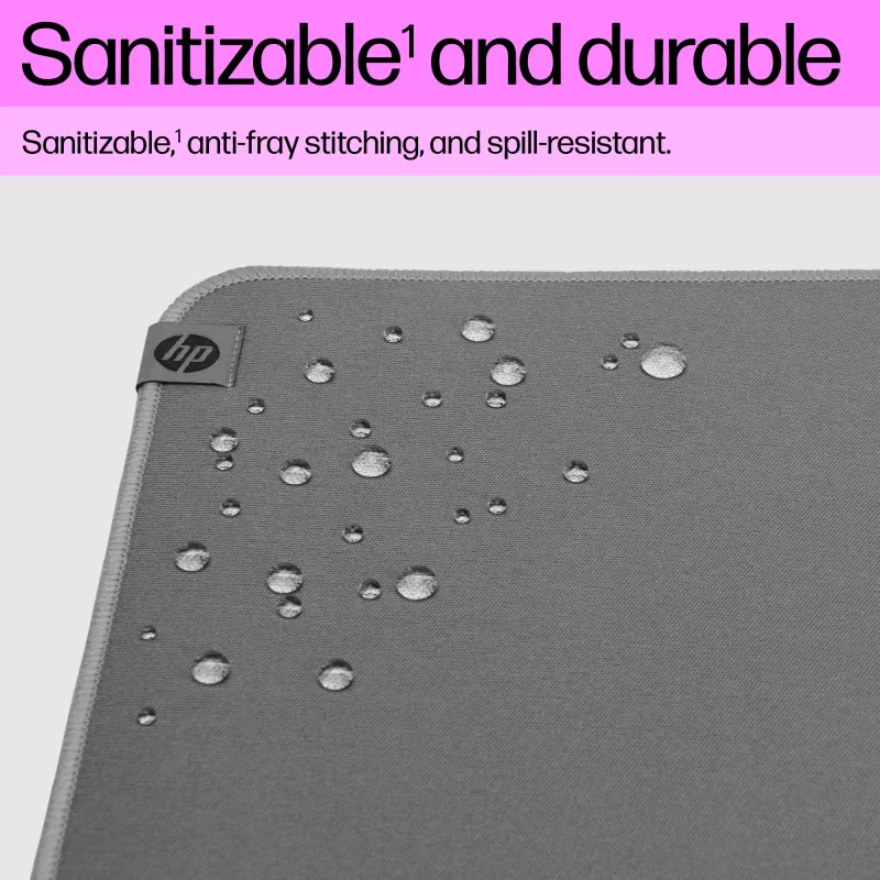 HP 105 Sanitizable Mouse Pad, Grey, Monochromatic, Polyester, Rubber