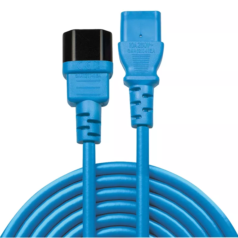 Lindy 0.5m C14 to C13 Extension Cable, blue,, 0.5 m, C14 coupler, C13 coupler