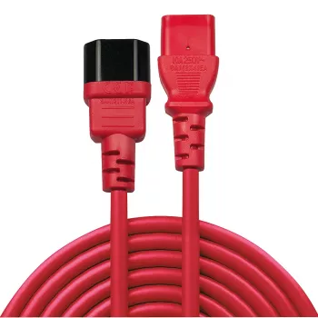 Lindy 0.5m IEC Extension Cable, Red, 0.5 m, C14 coupler, C13 coupler