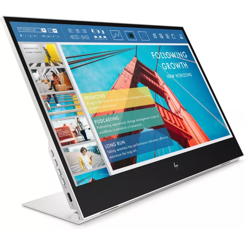 HP E-Series E14 G4 Portable Monitor, 35.6 cm (14 inch), 1920 x 1080 pixels, Full HD, LCD, 5 ms, Silver