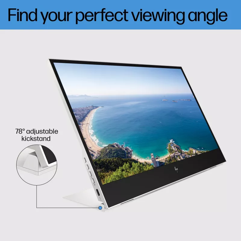 HP E-Series E14 G4 Portable Monitor, 35.6 cm (14 inch), 1920 x 1080 pixels, Full HD, LCD, 5 ms, Silver