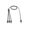 DIGITUS 3-in-1 Charger Cable USB A-Lightning + micro B + Type-C 1m