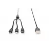 DIGITUS 3-in-1 Charger Cable USB A-Lightning + micro B + Type-C 1m