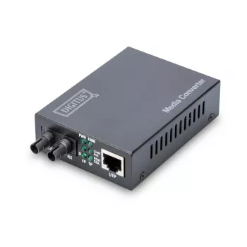 DIGITUS Media Converter, Multimode 10/100Base-TX to 100Base-FX, Incl. PSU ST connector, Up to 2km