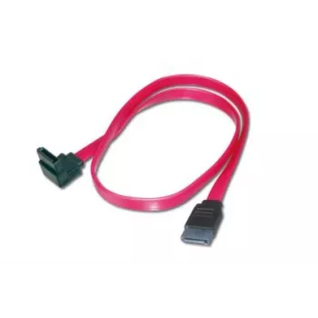 DIGITUS SATA connection cable, L-type F/F, 50cm 90° l-angled - straight, SATA II/III red