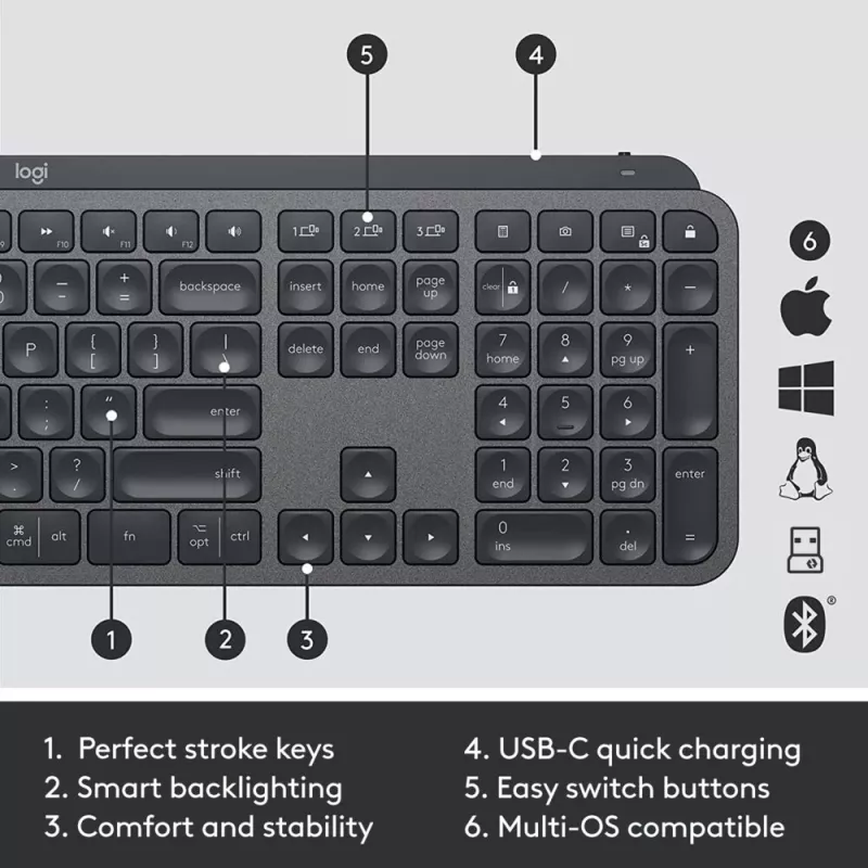 LOGITECH MX Keys Combo For Business Gen 2 - Graphite - Qwerty Esp