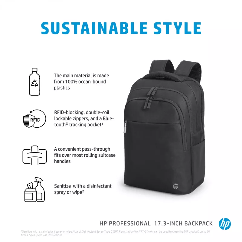 HP Professional 17.3-inch Backpack, Backpack, 740 g