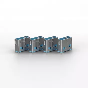 Lindy USB Port Blocker - Pack of 4, Colour Code: Blue, Port blocker + key, USB Type-A, Blue, Acrylonitrile butadiene styrene (ABS), 5 pc(s), Polybag