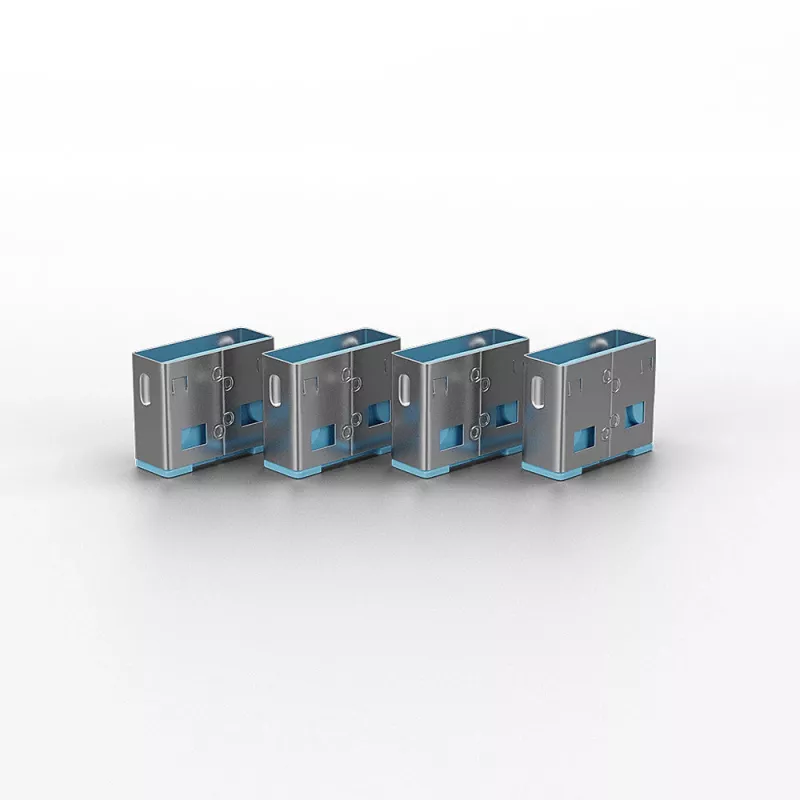 Lindy USB Port Blocker - Pack of 4, Colour Code: Blue, Port blocker + key, USB Type-A, Blue, Acrylonitrile butadiene styrene (ABS), 5 pc(s), Polybag