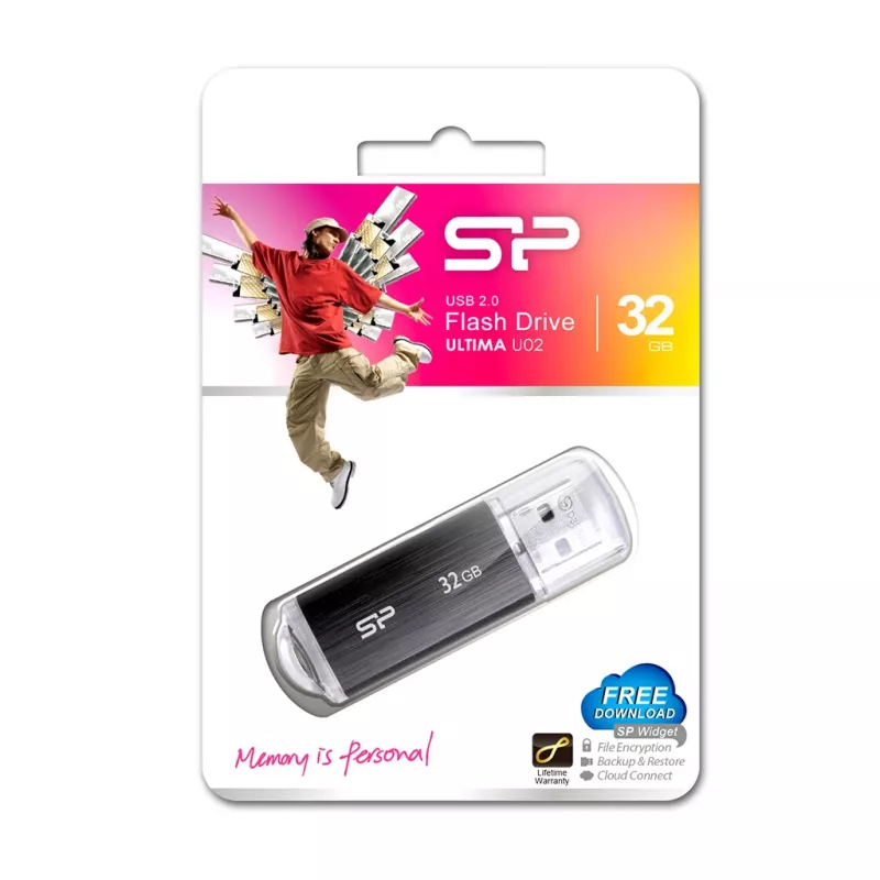 SILICON POWER Ultima U02 - 32GB USB Stick - USB 2.0 - Black