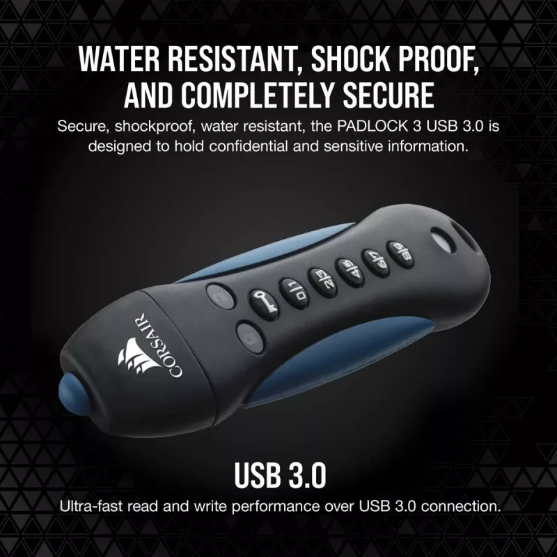 CORSAIR Flash Padlock 3 Secure - 256GB - USB Stick - USB 3.0
