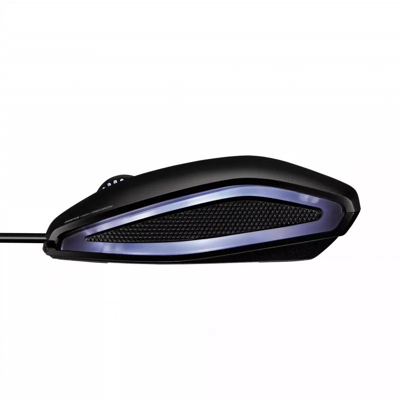 CHERRY GENTIX CORDED ILLUMINATED MOUSE, Black, USB, Ambidextrous, Optical, USB Type-A, 1000 DPI, Black